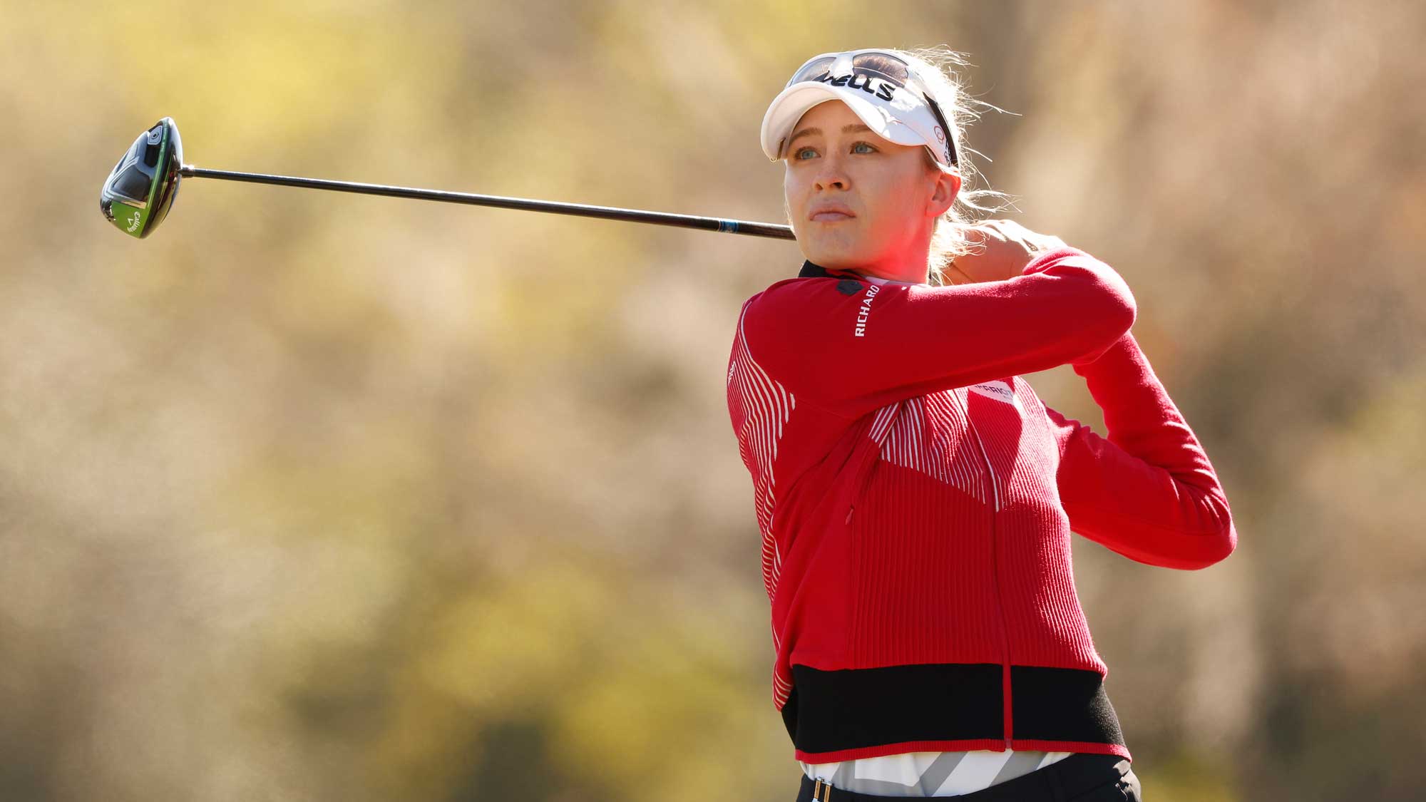 Nelly Korda of the United States plays her shot from the third tee during the second round of the CME Group Tour Championship